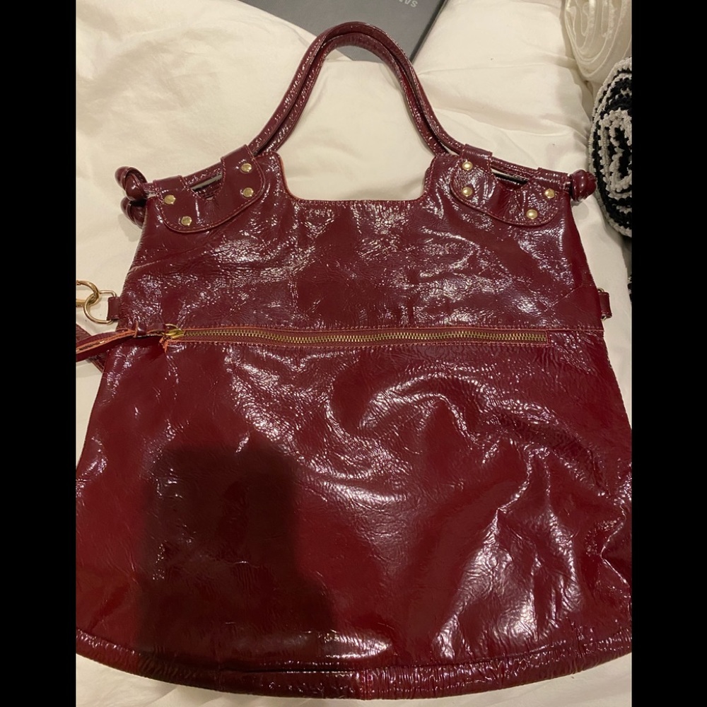 Berry Red patent leather Cross body handbag
